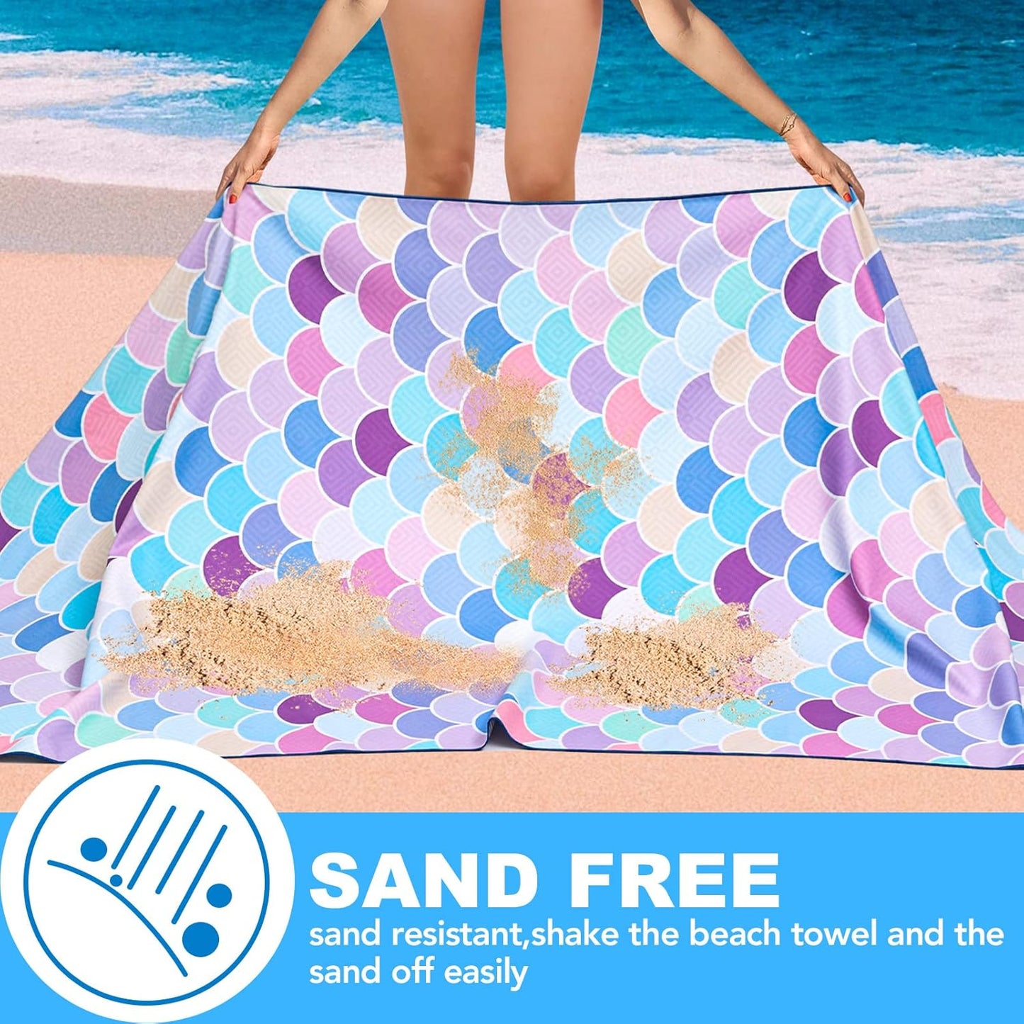 2 Pack Microfiber Beach Towel, Oversized Pool Towel 75”x 35”, Sand-Free Beach Towel, Quick Drying Camping Towel, Super Absorbent Bath Towel Blanket, Soft Breathable and Lightweight