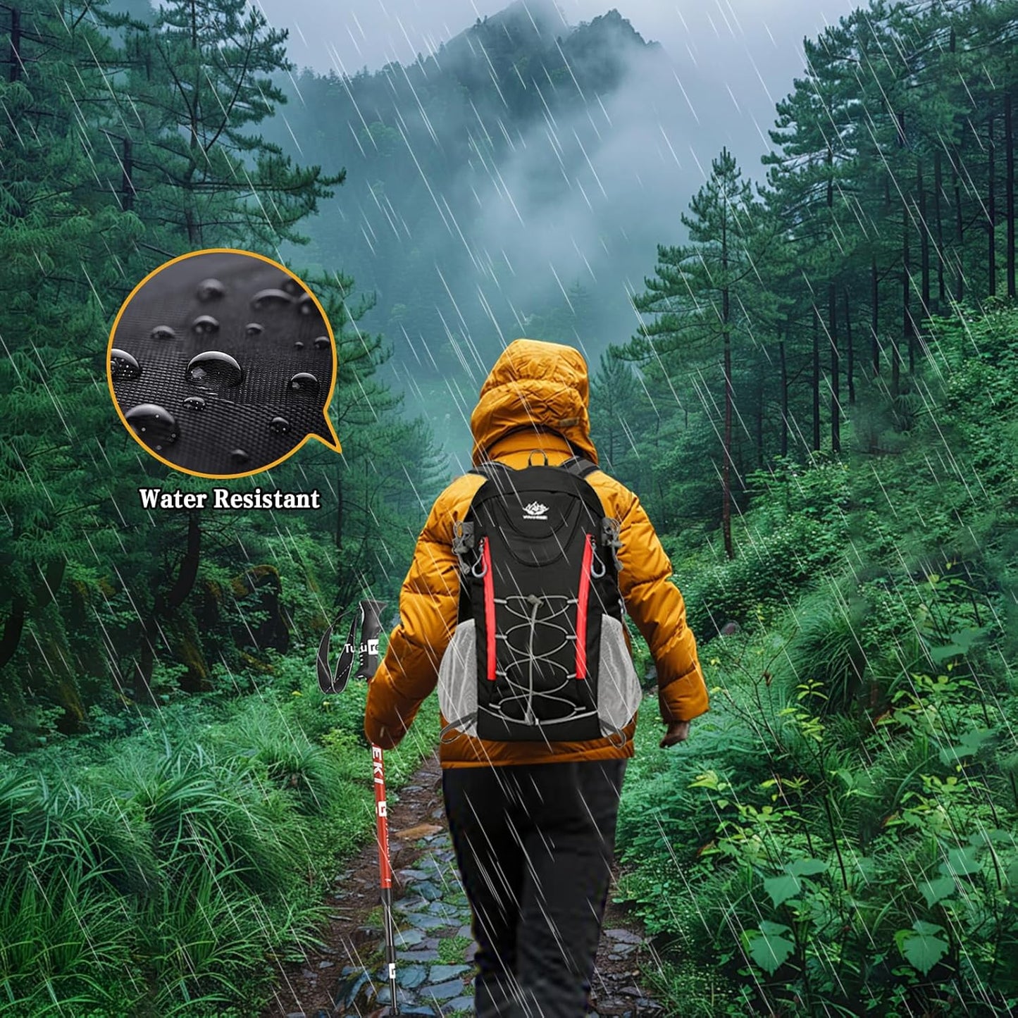 35L Hiking Backpack, Camping Backpack for Adventures, Black