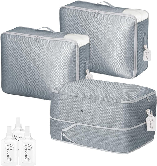 Comforter Storage Bag 66 L - 3 Pack Blanket Storage Organizer Compression Bags, Large Capacity Ultra Space Saving Self Organize for Bedding, Pillow, Duvet, Sheet Storage with Zipper Window