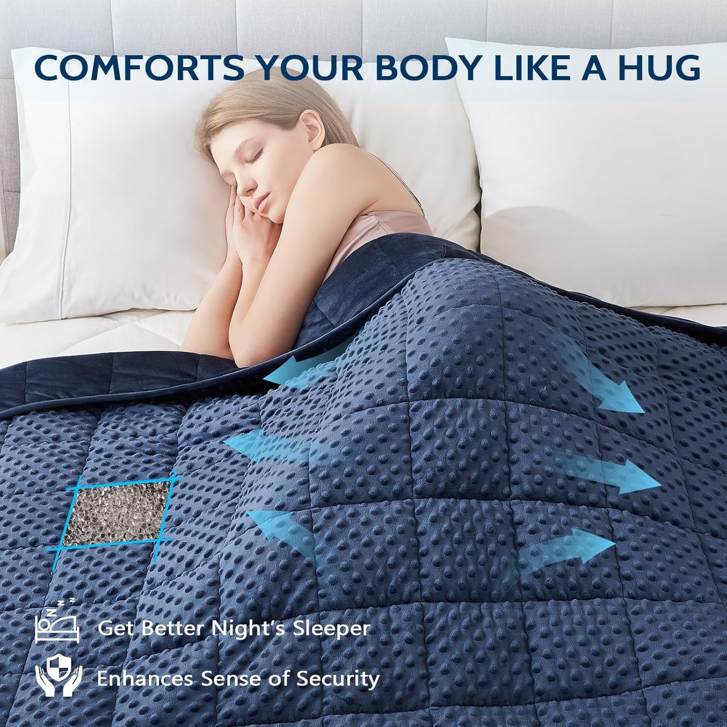 L'AGRATY Weighted Blanket for Adult - 48"x72" 15lbs Minky Dots Heavy Blanket with Glass Beads: Soft Breathable for All-Season Summer Fall Winter Thick Comfort for Sleeping