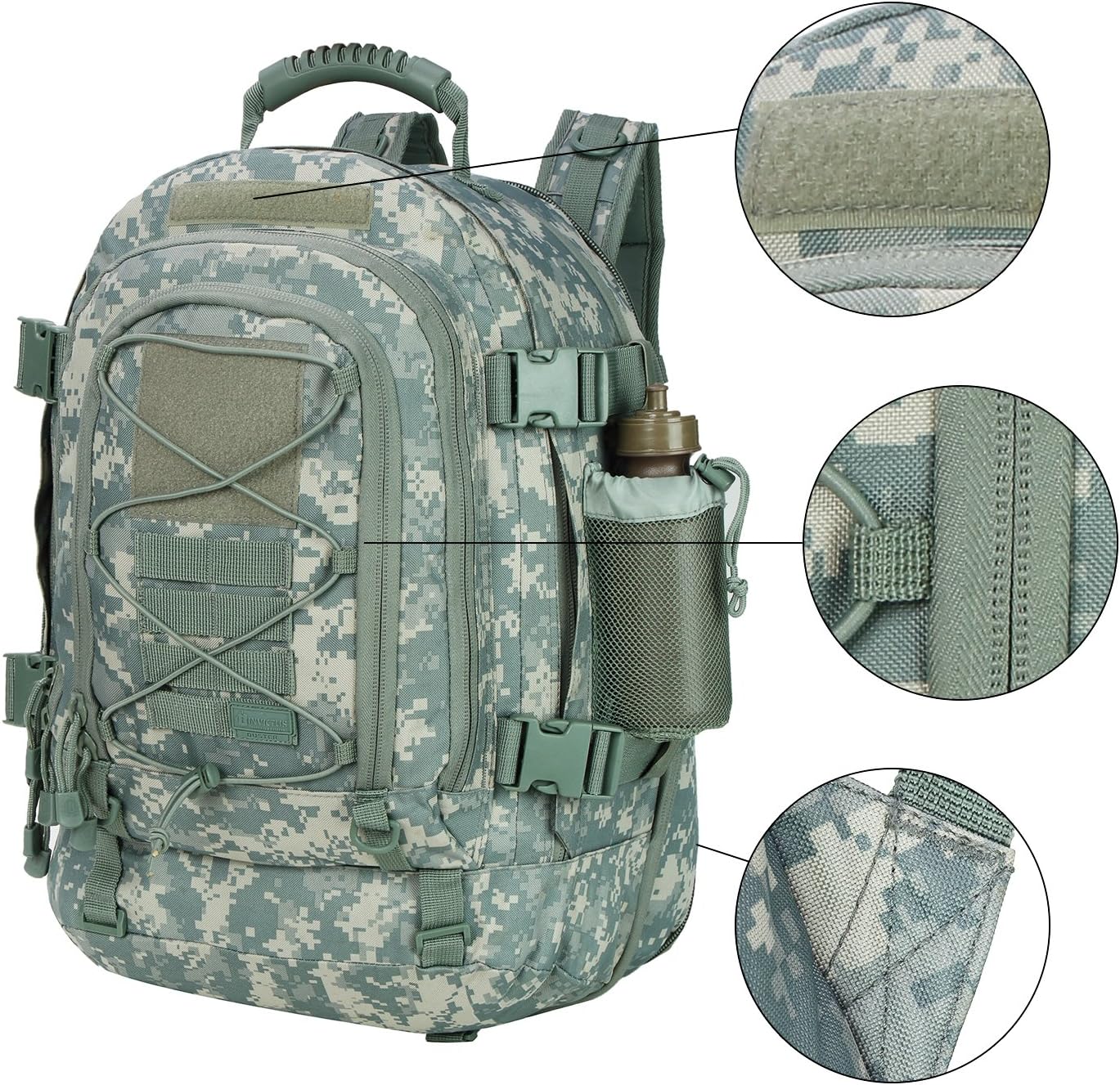Large Tactical Backpack for Men Military Backpack with DIY System for Travel, Work,Camping,Hunting,Hiking,Sports (Camo A)
