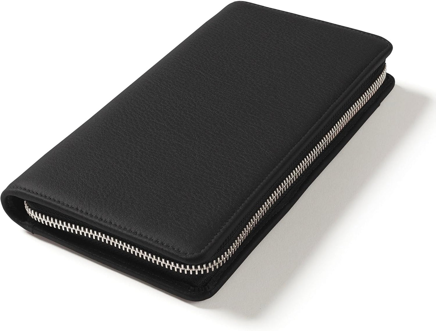 Leatherology RFID Black Onyx Travel Zip Organizer Wallet, Passport Holder, RFID Available, Full Grain Leather