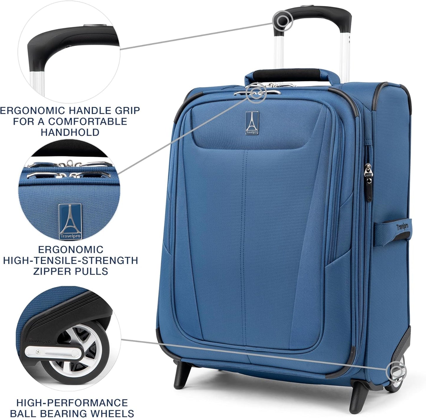 Travelpro Maxlite 5 Softside Expandable Upright 2 Wheel Carry-on Luggage, Lightweight, 20-Inch — Ensign Blue