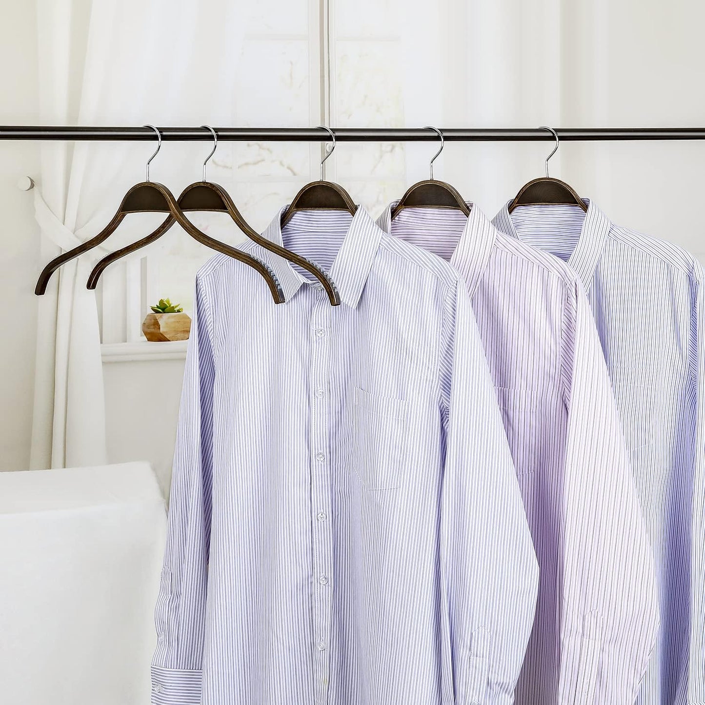 TOPIA HANGER Slim Wooden Hangers with Extra Soft Non-Slip Rubber Grips, 10-Pack High-Grade Fashion Hanger No Shoulder Bump for Sweater, Camisole, Jacket, Dress, Coat (Antique) -CT15A