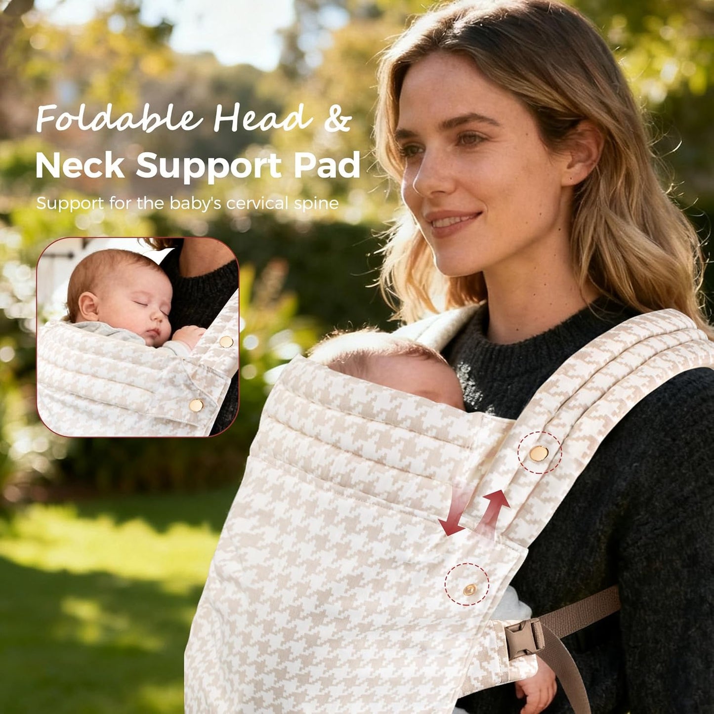 Baby Carrier Newborn to Toddler- Ergonomic,Cozy and Lightweight Infant Carrier for 7-40lbs,3 Carry Positions Newborn Carrier,Checkerboard