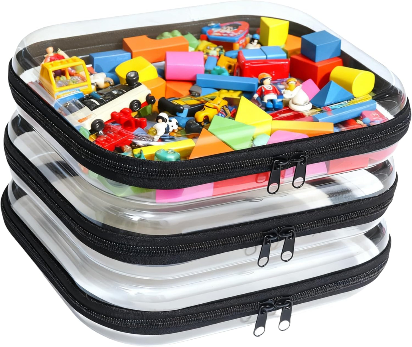 3PCS Zippered Transparent Cases for Snacks,Portable Waterproof Cosmetic Bag with Zipper,Clear Hard Shell Zipper Case for Cosmetic Storage, Putting Snacks, Pencil Case