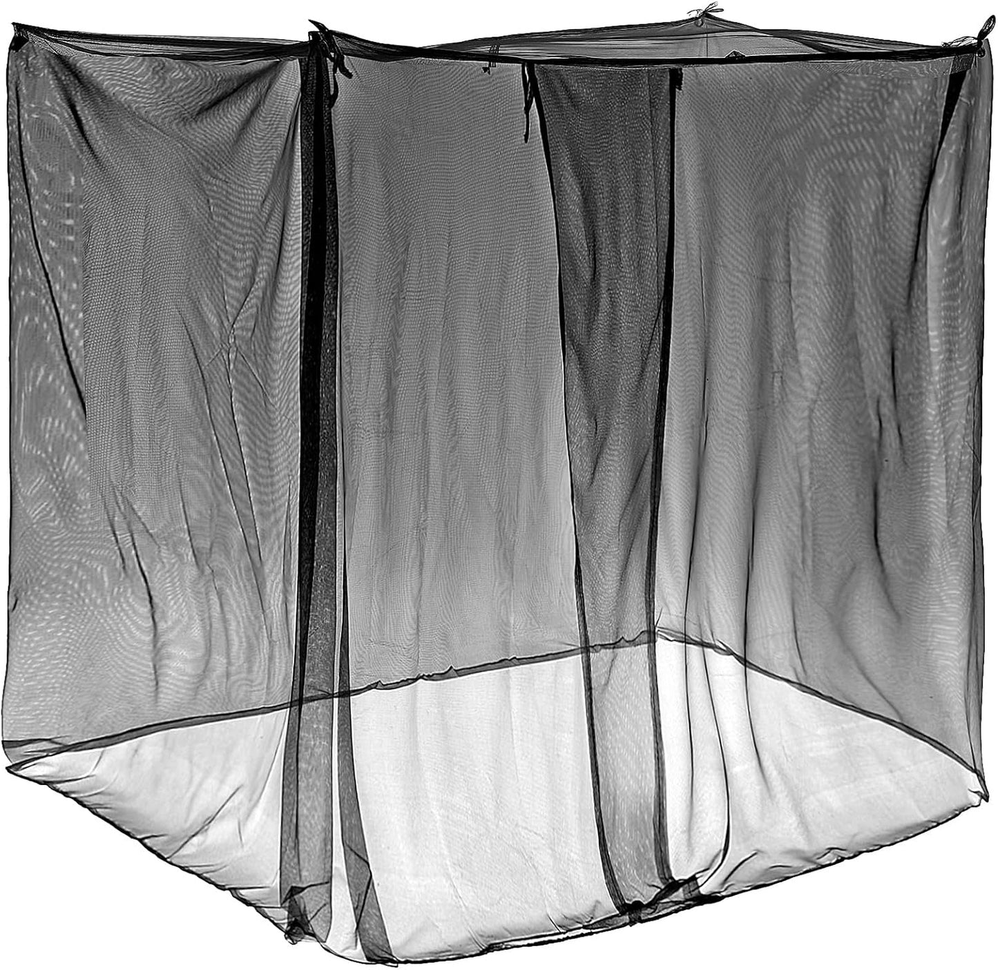 4 Corners Mosquito Net for Mosquiteros para Camas Bed Canopies Netting Bed Drapes Rectangular Mosquito Mesh for Camping Home Outdoor Travel(Black,L75 X W79 X H67 Inch,Opening)