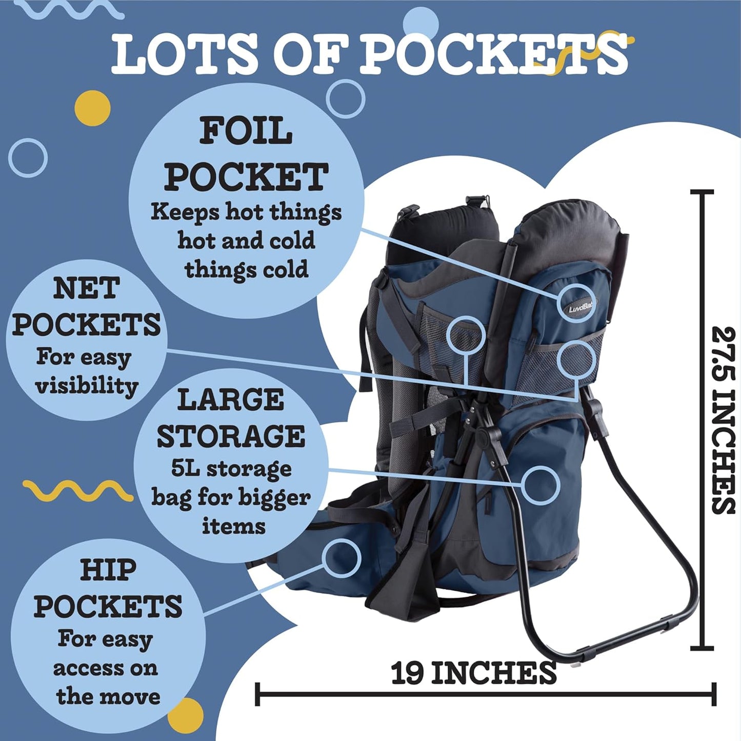 Hiking Baby Carrier Backpack - Comfortable Toddler/Baby Backpack Carrier System with Diaper Change Pad, Insulated Pocket + Rain and Sun Hood to Protect Your Child