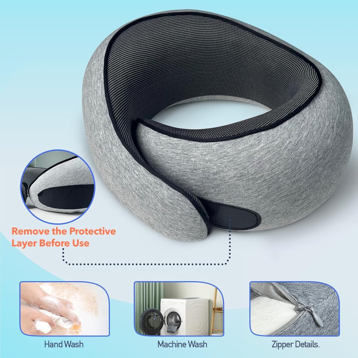 Travel Pillow | High-Density Memory Foam Pillow with 360° Surround Support. Ergonomically Designed. Ideal for Airplane Travel and Home Use.