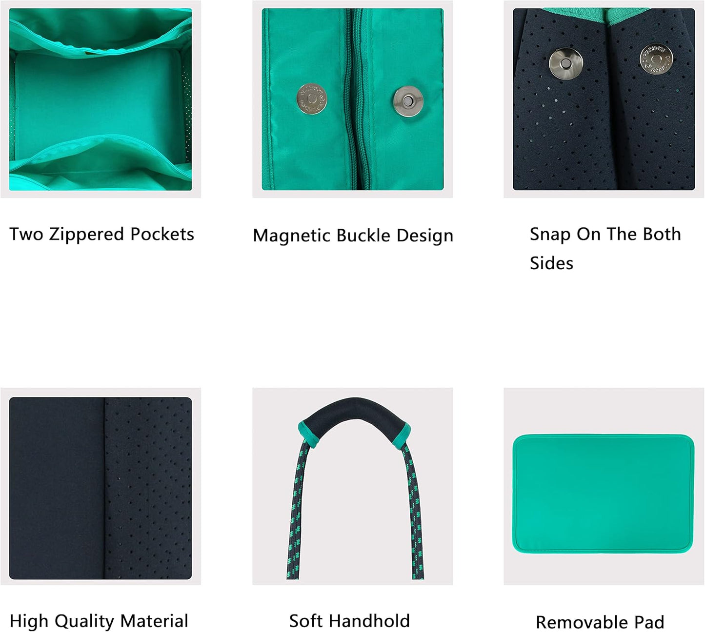 QOGiR Neoprene Multipurpose Beach Bag Tote with Inner Zipper Pocket … … … …