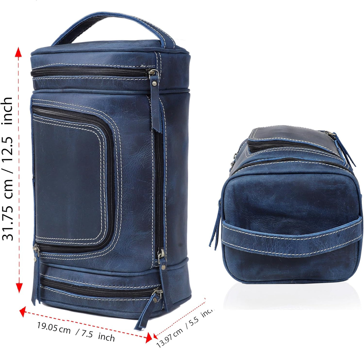 VC VINTAGE COUTURE Leather Toiletry Bag for Men Extra Large Leather Men's Toiletry Bag for Traveling Real Leather Dopp Kit for Men Leather Shaving Bag for Travel