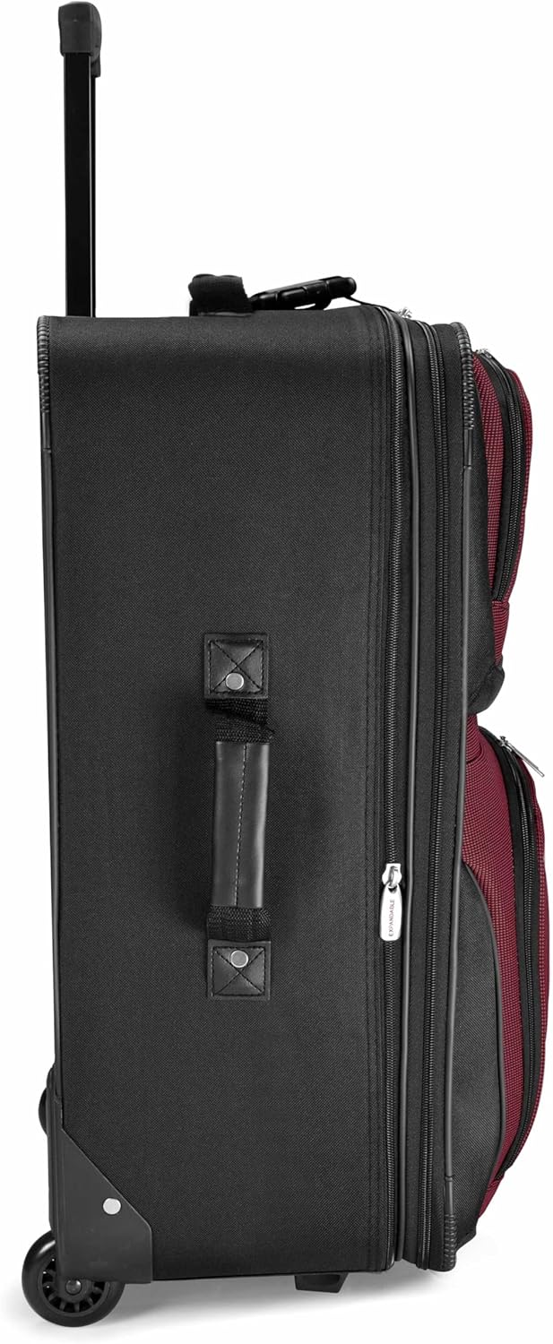 Travel Select Amsterdam 8-Piece Softside Expandable Luggage Set, Lightweight 2-Wheel Suitcases with Packing Cubes & Travel Tote, Durable Polyester Construction, Burgundy