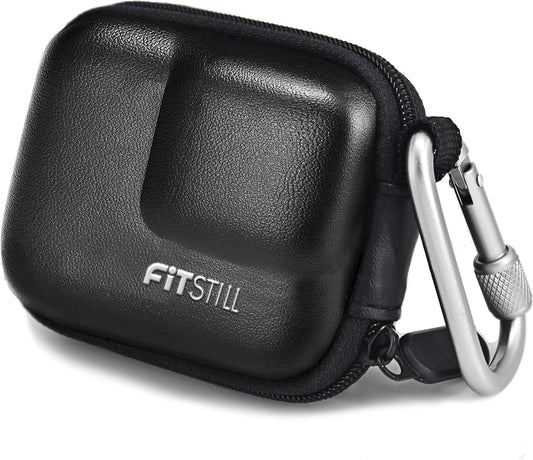 FiTSTILL Black PU Mini Carrying Case for Go Pro Hero 13 Black,Hard Shell Travel Storage Case for Hero 12/11/10/9/8/7/(2018)/6/5 DJI Osmo Action,AKASO,Campark,YI Action Camera and More