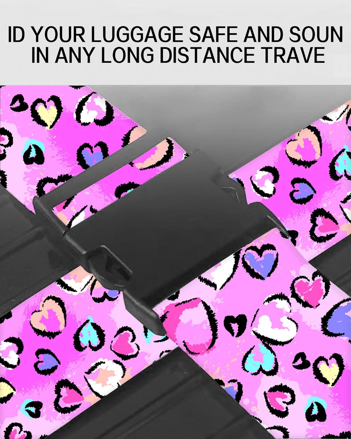 Luggage Straps for Suitcases, Adjustable Travel Belt, Durable Wide Luggage Strap, Cute Suitcase Strap Identifiers with Buckle, Bag Straps for Luggage, Cute Purple Leopard