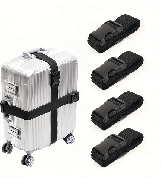 Adjustable Heavy-Duty Luggage Straps for Suitcases – Thickened Travel Belts for Carry-On, Checked Bags, and Backpacks – Keep Your Luggage Secure (Black)