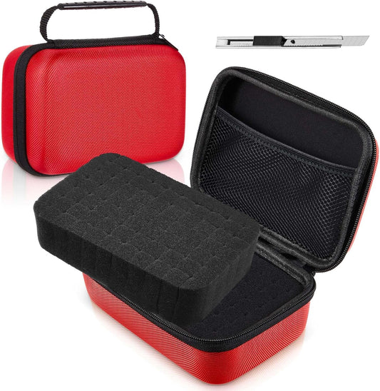 EVA Hard Case with Customizable Foam Protective EVA Carrying Case Shockproof Outdoor for Camera, Digital Products, Electronic Instruments with Knife(Red,12.6 x 12.2 x 3.5 Inch)
