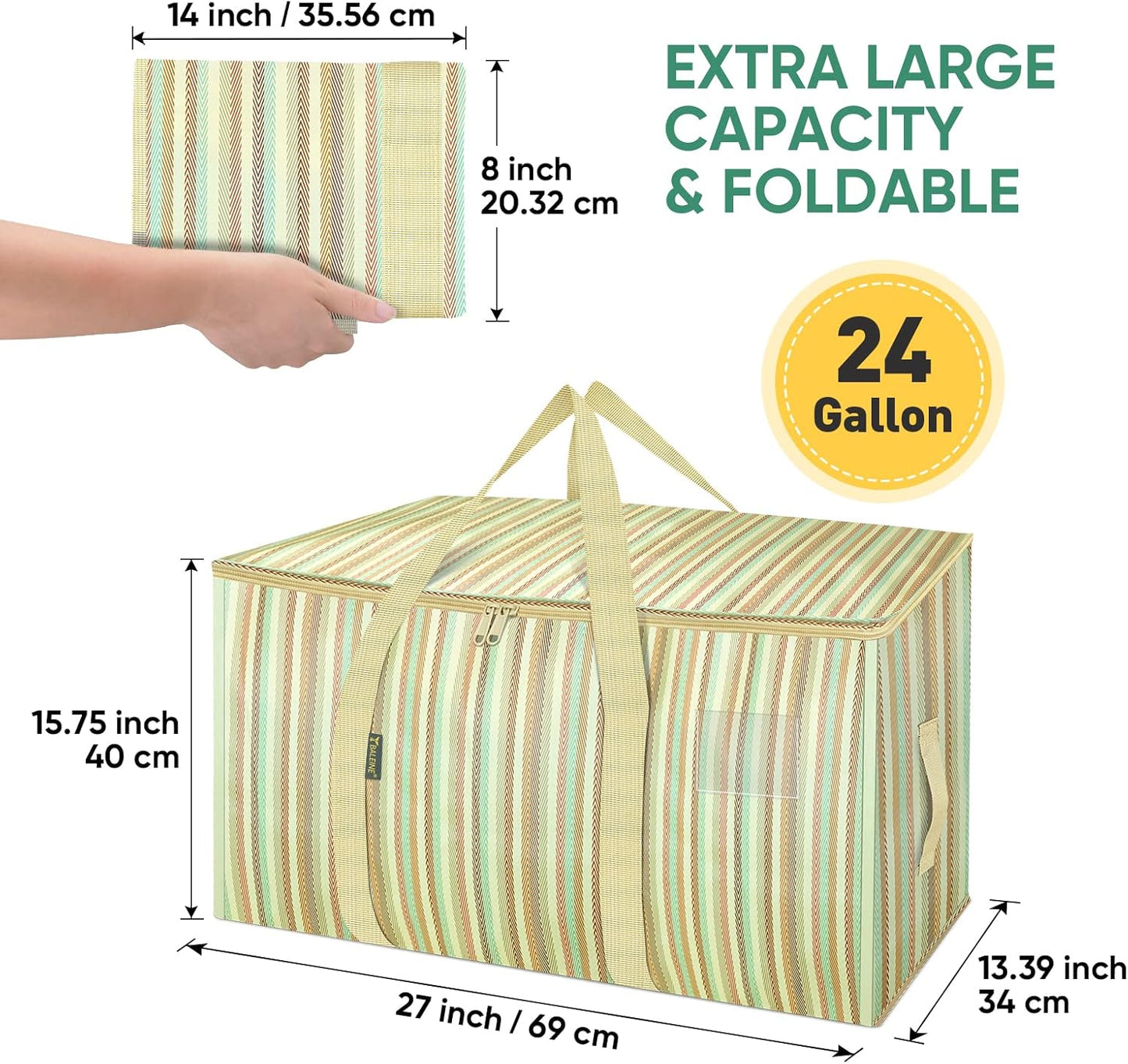 BALEINE 8-Pack Oversized Moving Bags with Reinforced Handles, Heavy-Duty Storage Tote for Clothes, Moving Supplies (Color Strip, 8-Pack)