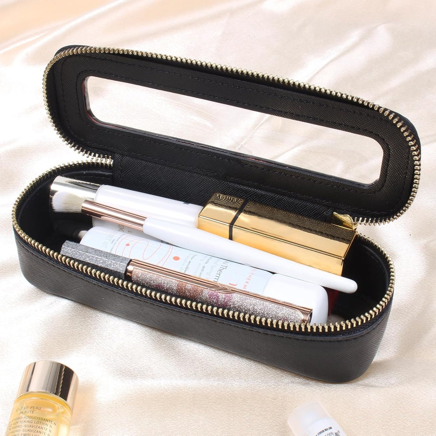 Travel Clear Makeup Bag Set, TSA Approved Cosmetic Bag Case with Zipper Portable Makeup Pouch Toiletry Bag Women Traveling Cosmetic Organizer Storage Bag Car Organizer Car Essentials for Women