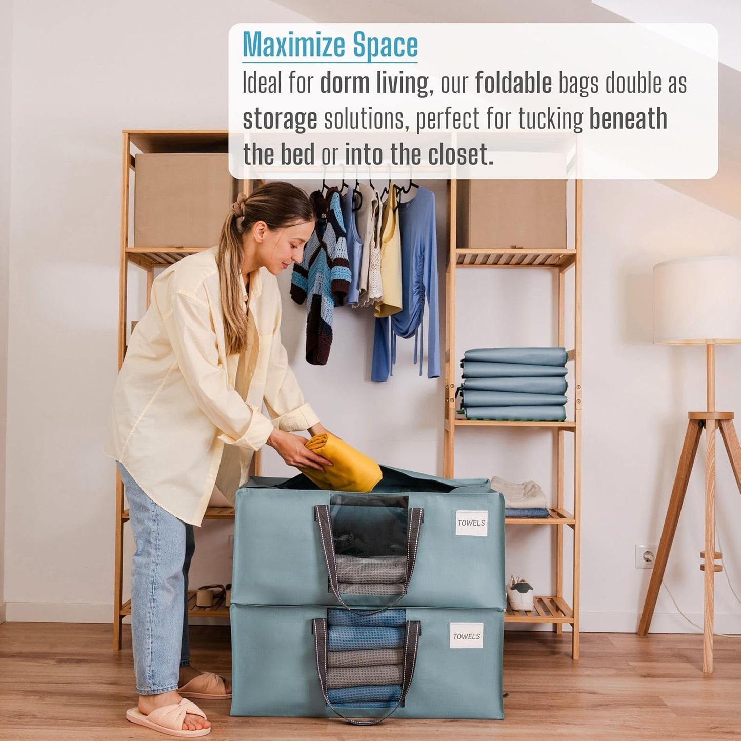 VENO 6 Pack Moving Bags for College, Heavy-Duty Storage Totes, Moving Boxes and Wardrobe Packing Supplies Alternative - Extra Large Durable Laundry Bags for Clothes (Light Blue Matte, 6 Pack)