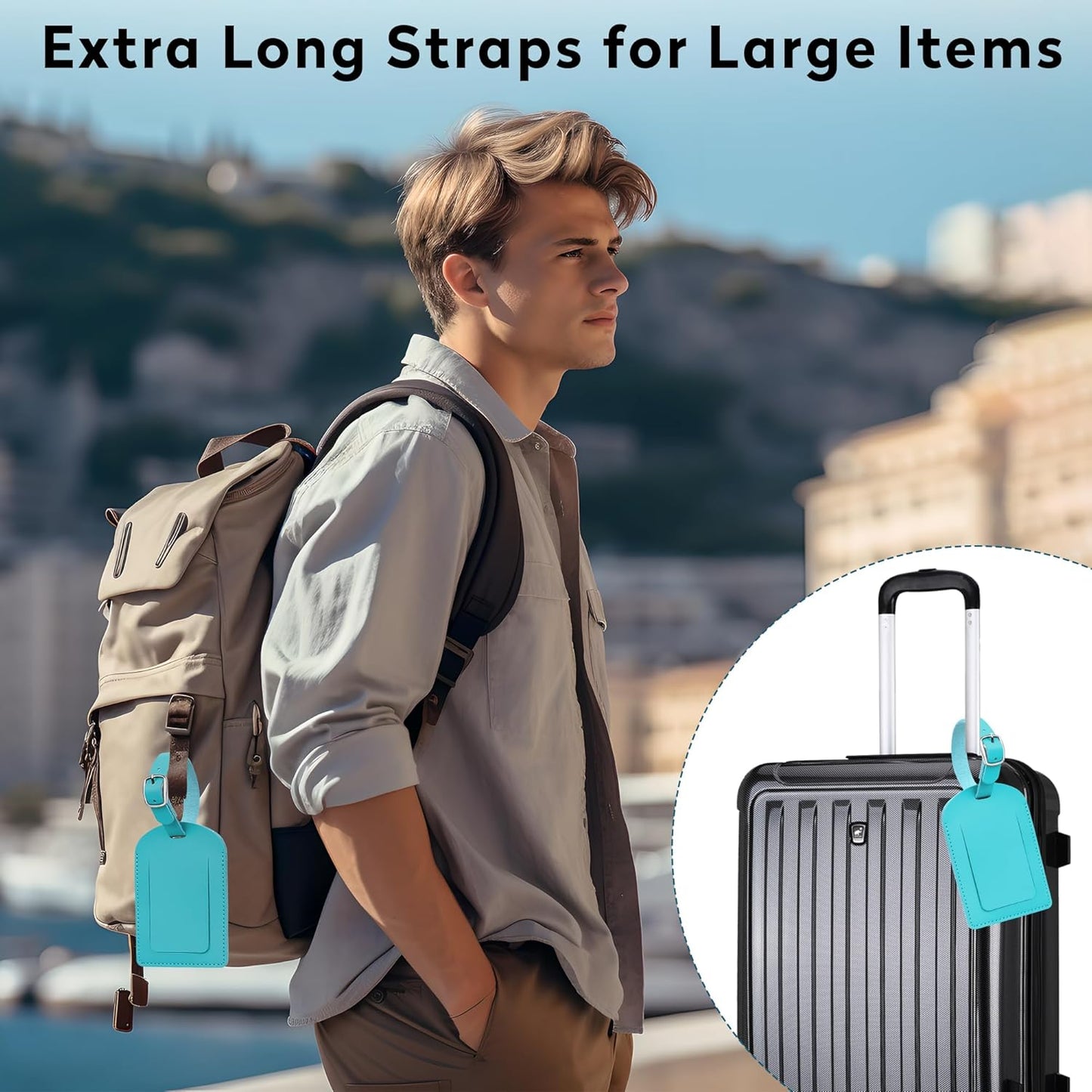 Luggage Tags for Suitcase Travel Bag Labels Privacy Protection Luggage Tag for Baggage PVC Baggage ID Label Tags Light Blue