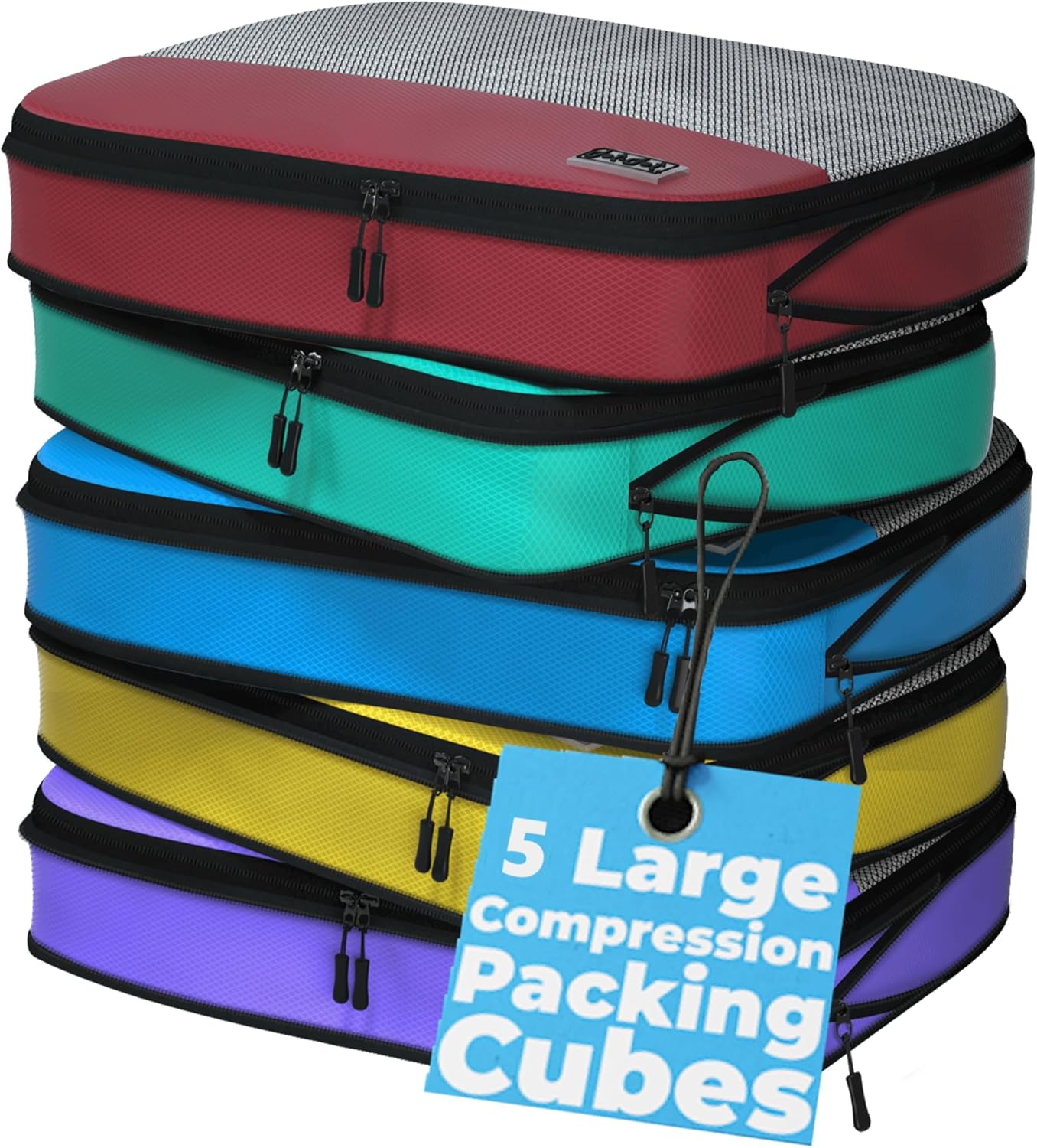 Large Compression Packing Cubes for Travel - 5 Pcs set of Packing Cubes Compression, Carry on Suitcase Organizer Bags - Travel Cubes Organizer Bags for Luggage