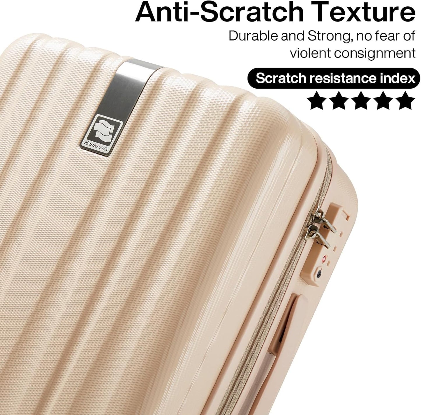 Hanke 29 Inch Luggage Suitcases With Spinner Wheels Lightweight PC hardside Rolling Suitcase With Travel Lock, Checked-Large 29-Inch（Cuba Sand）