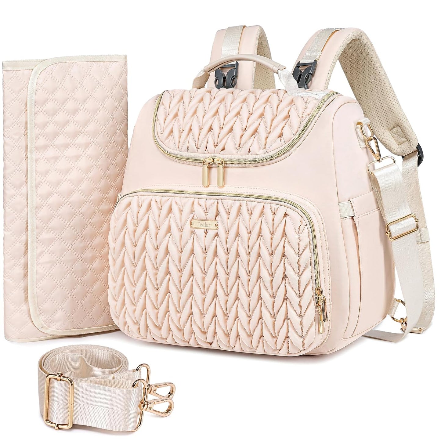 4 in 1 Convertible Diaper Bag Backpack,Waterproof Baby Diaper Bag with Changing Pad,Converts into Baby Tote Bag,Diaper Backpack,Stroller Bag and Crossbody Diaper Bag