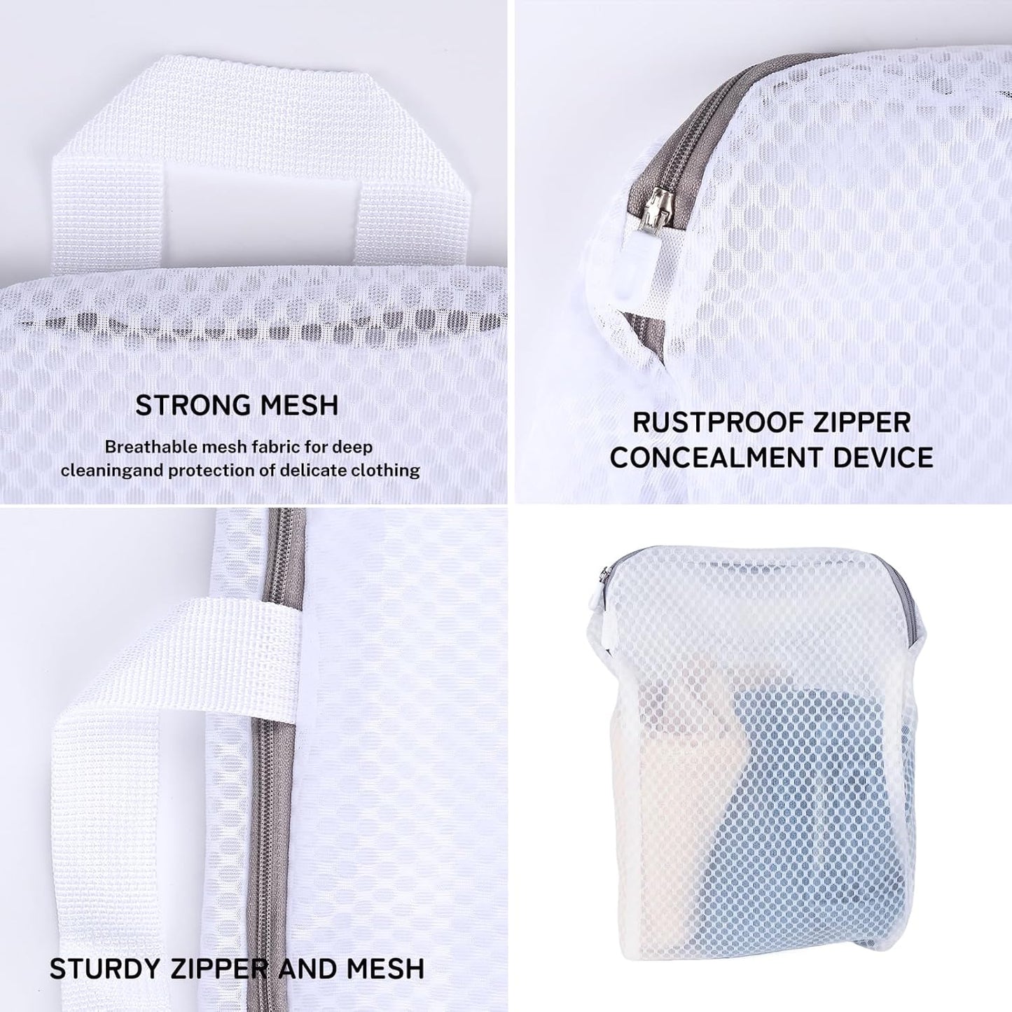 4 Pack Mesh Laundry Bag Mesh Laundry Bags Laundry with Handle for Washing Socks, Baby Items, Lingerie, Travel Garments (BEIGE, 4)