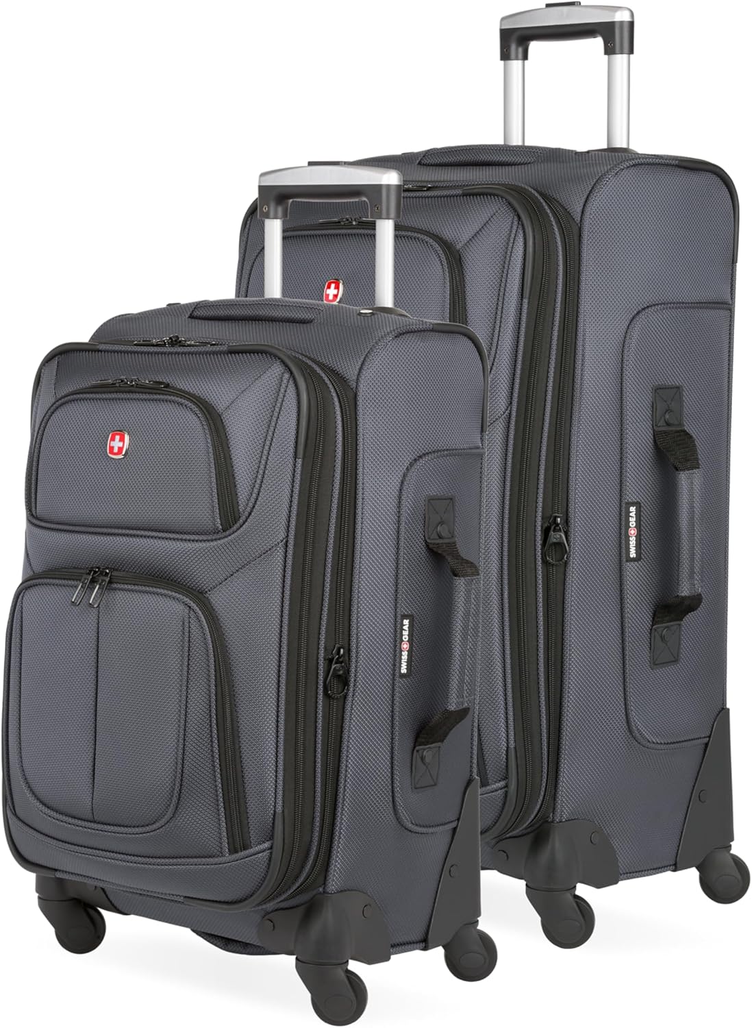 SwissGear Sion Softside Expandable Luggage with Spinner Wheels, Dark Grey, 2-Piece Set (21/25)