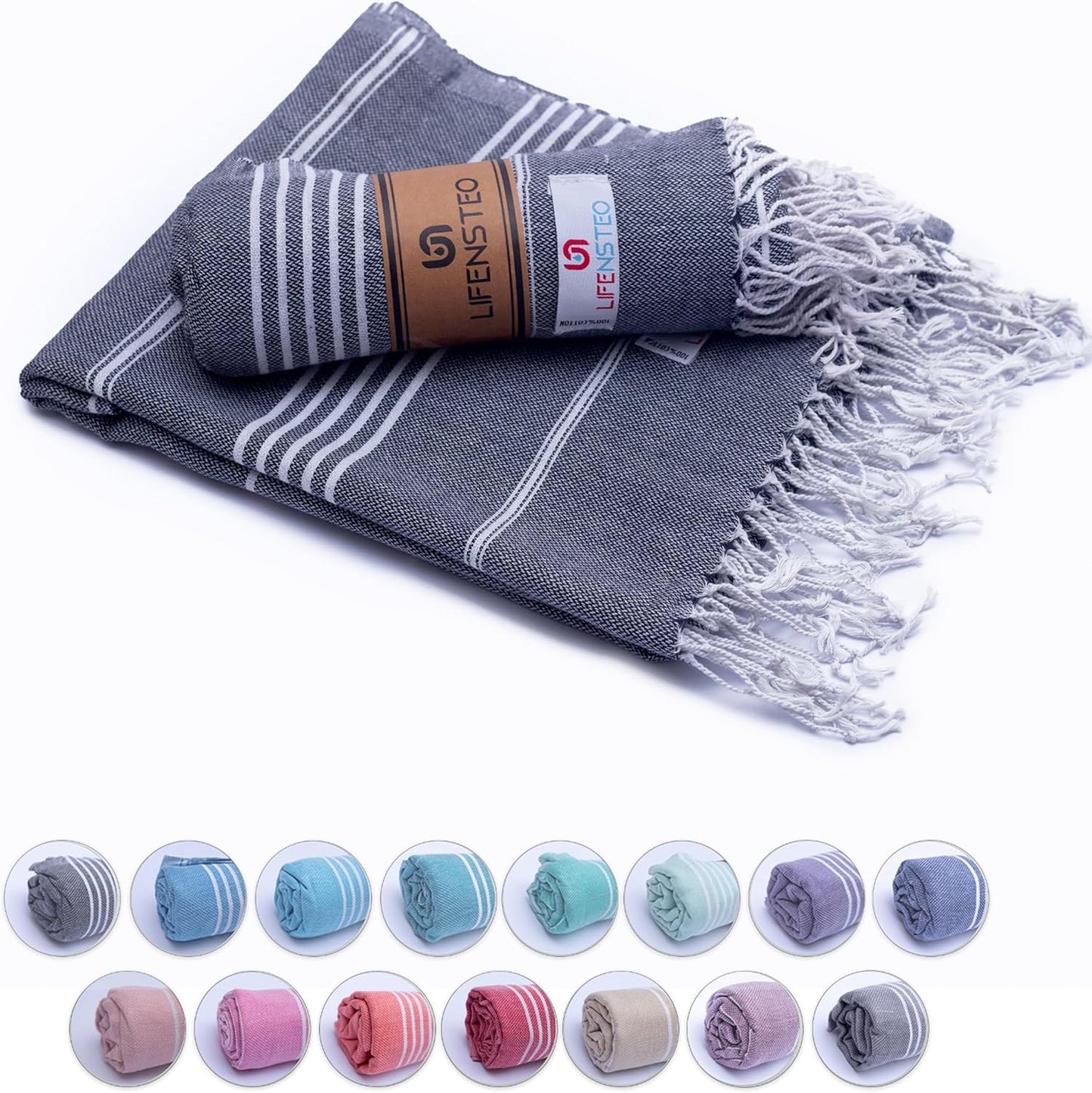 Oversized Sand Resistant Prewashed Turkish Cotton Quick Drying, Compact, Lightweight Beach, Bath, Pool, Gym, Yoga Towel - 40x71