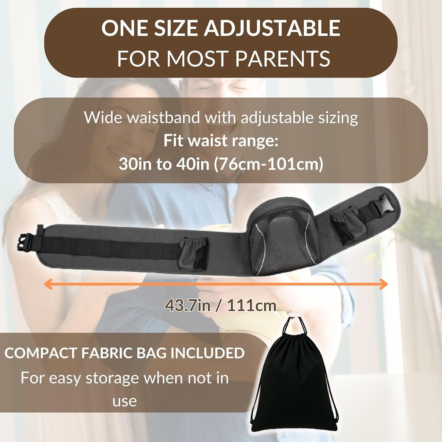 Baby Carrier with Hip Seat – Adjustable Waistband, Safety Harness & Storage Pockets – Detachable Shoulder Strap – Foldable Design for Newborns & Toddlers – Comfortable & Compact