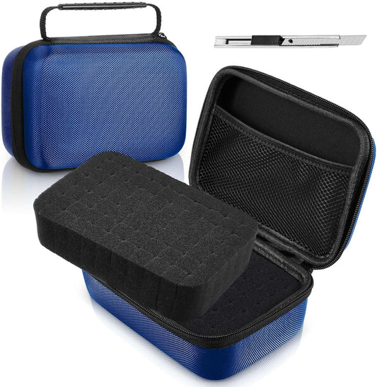 EVA Hard Case with Customizable Foam Protective EVA Carrying Case Shockproof Outdoor for Camera, Digital Products, Electronic Instruments with Knife(Blue,7.1 x 4.7 x 3.1 Inch)