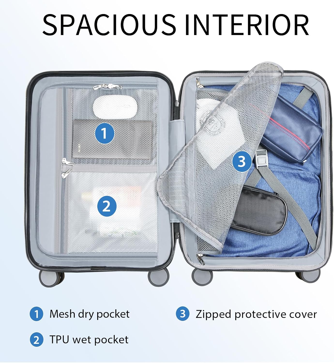 KROSER Hardside Expandable Carry On Luggage with Spinner Wheels & Built-in TSA Lock, Durable Suitcase Rolling Luggage with USB Port, Carry-On 20-Inch, Green