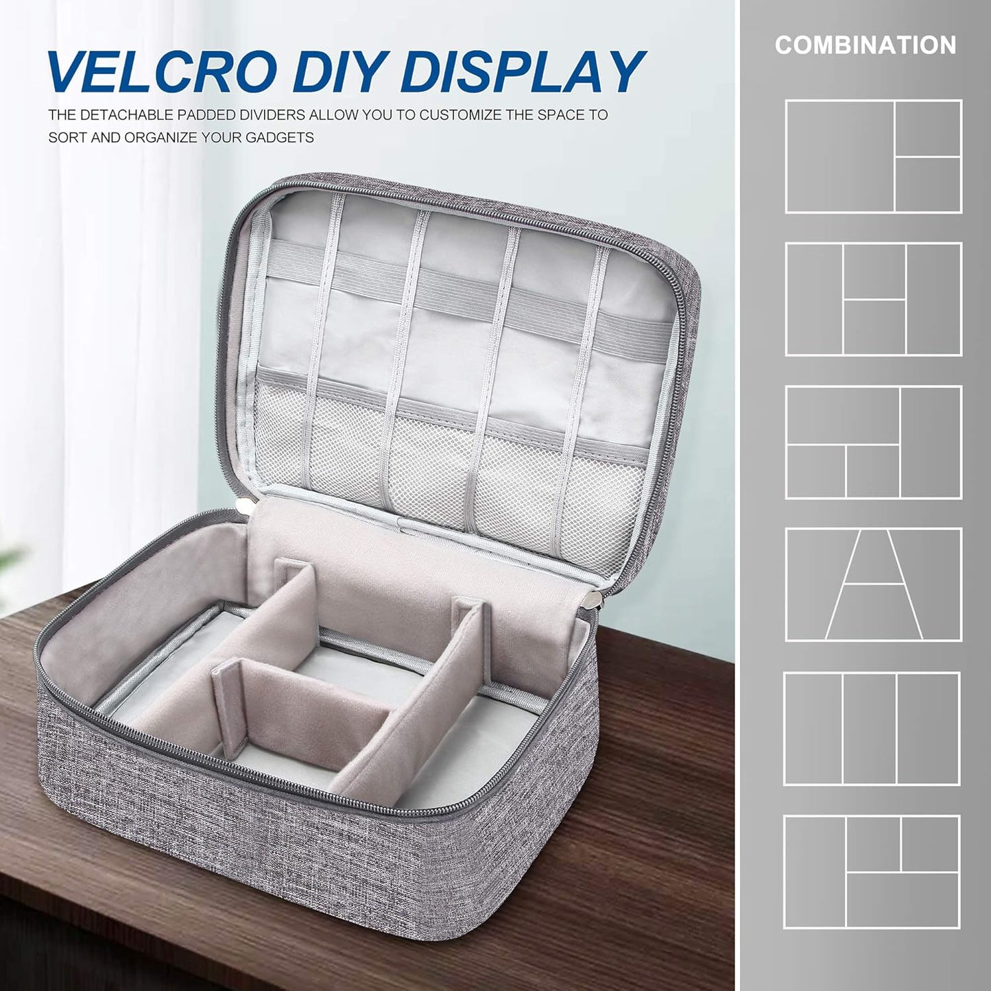 VOCUS Electronics Organizer Travel Cable Organizer Bag for Electronics Accessories, Portable Tech Carring Large Storage Case for Charger, Cord, Power Bank, Hardware