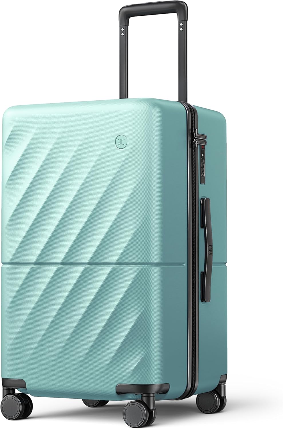 NINETYGO Trunk Luggage 22 Inch, Small Checked Luggage with Double Spinner Wheels, Anti-Burst Zipper, Hard Case PC Suitcase, Lightweight Travel Luggage, TSA Approved (Crystal Green, Hudson)