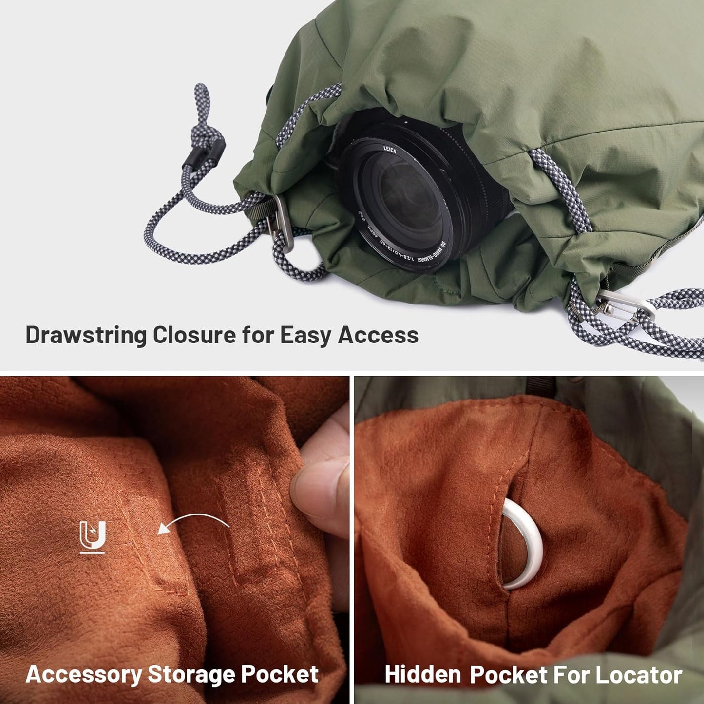 PGYTECH OneGo Drawstring Small Camera Bag, Soft Cute Camera Pouch Handbag compatible with Mirrorless Cameras/Nikon/Canon/Sony/Fuji Camera Case