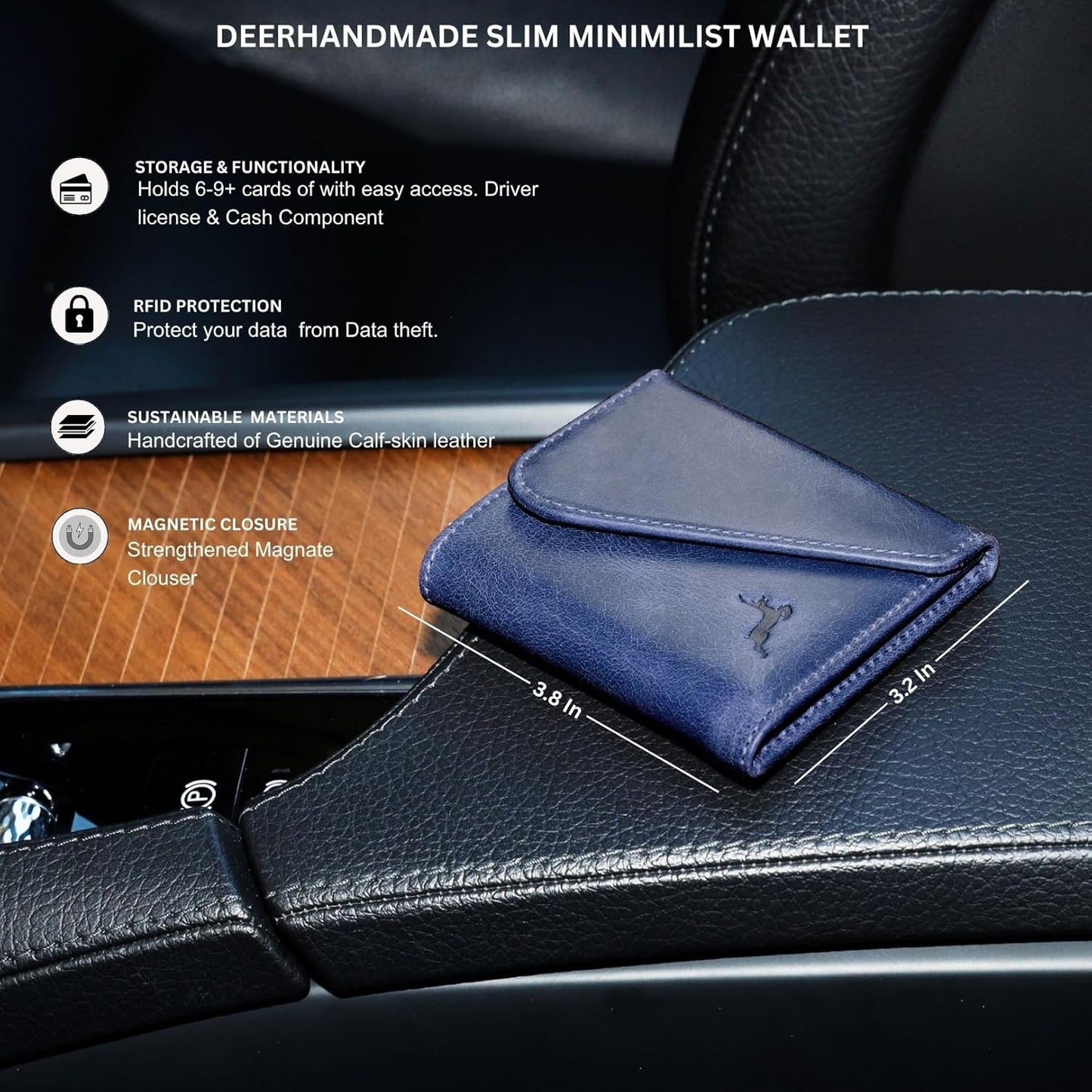 Leather RFID Wallet for Men, Slim Leather Mens Wallet, Handcraft Men's Wallets, Card Cases & Money Organizers, Magnetic Closure Sleek RFID Blocking Thin Mens Wallets with 9-12 Card Slots & Gift Box