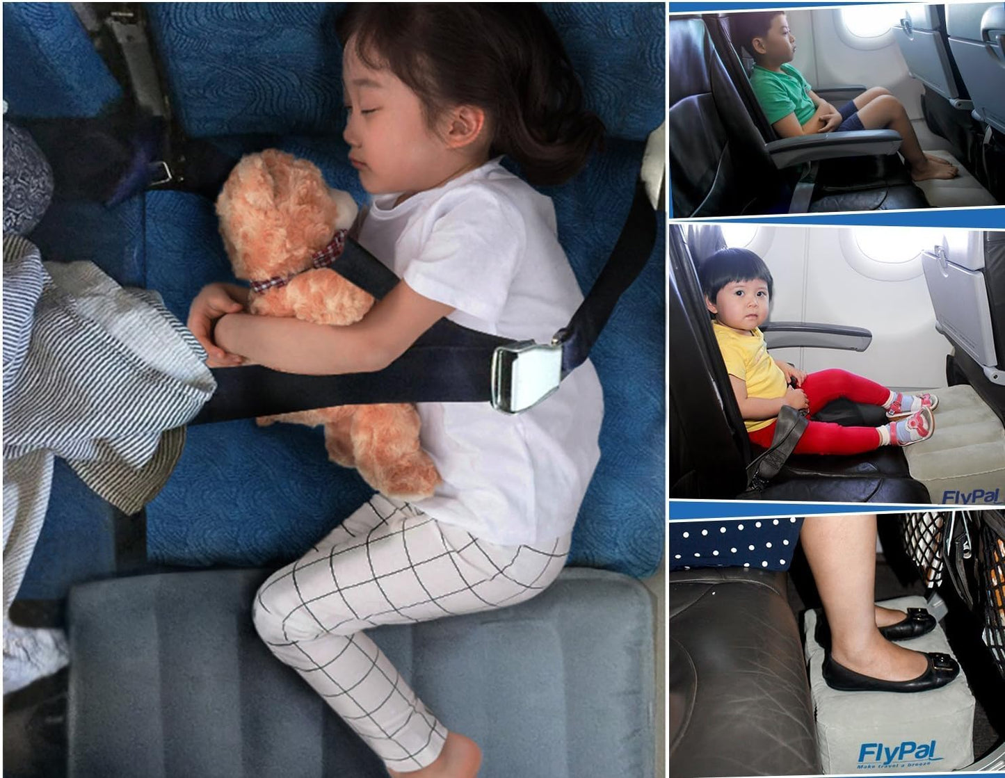 Inflatable Foot Rest Pillow for Travel, Patented 2 in 1 Design, Blow-Up Footrest Cushion for Home, Office. Airplane Travel Essential and Kids Airplane Bed