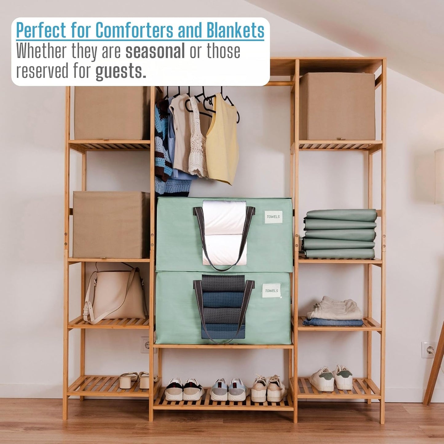 VENO 10 Pack Moving Bags, Comforter and Blanket Storage Bags for Closet, Moving Boxes, Boxes with Lids Alternative, College Dorm Packing Supplies, Foldable Heavy-Duty Tote (Light Green Matte, 10 Pack)