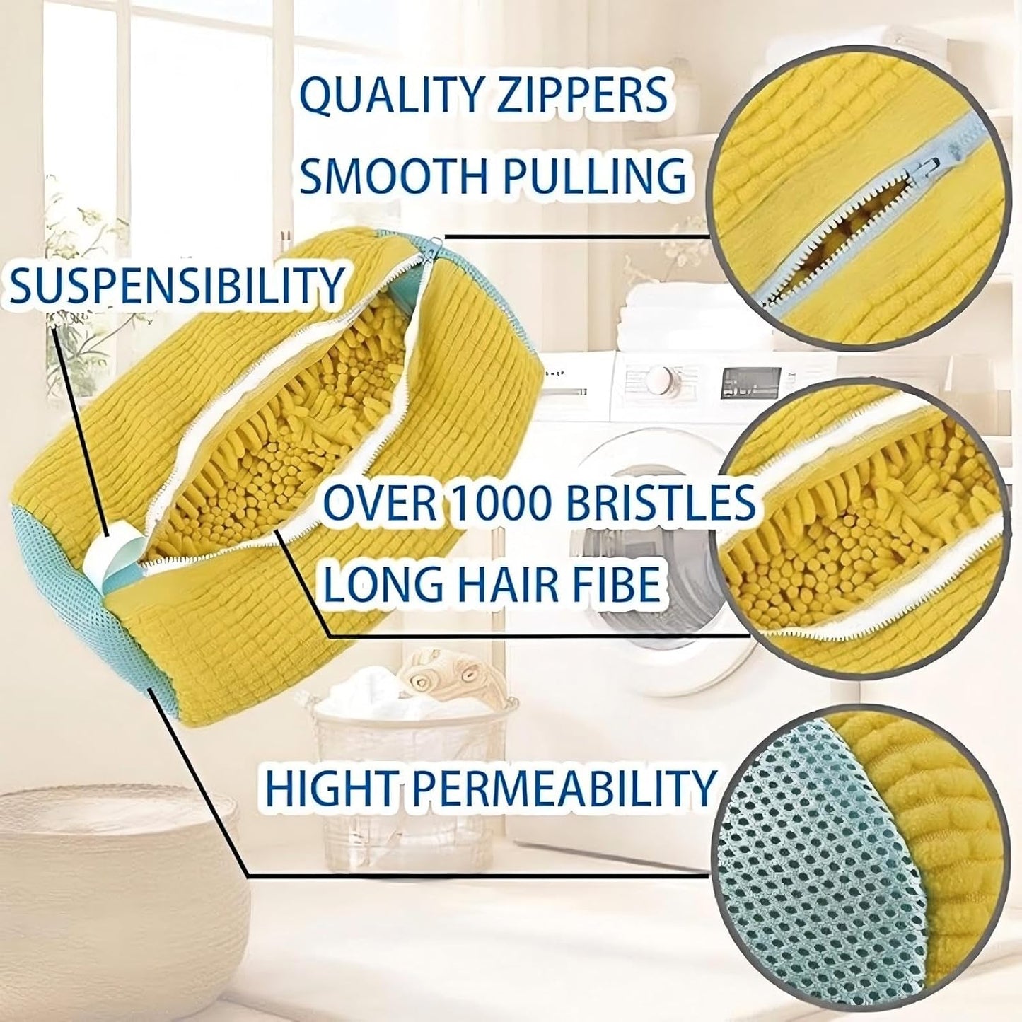 mcdhhemoShoe Washing Machine Bag, Sneaker Laundry Shoe Bag for Washer and Dryer, Durable Mesh Laundry Bags for Delicates Shoes Washing Bag with Side Zip, Reusable Shoe Bag for Gym Shoes(Yellow） (1)