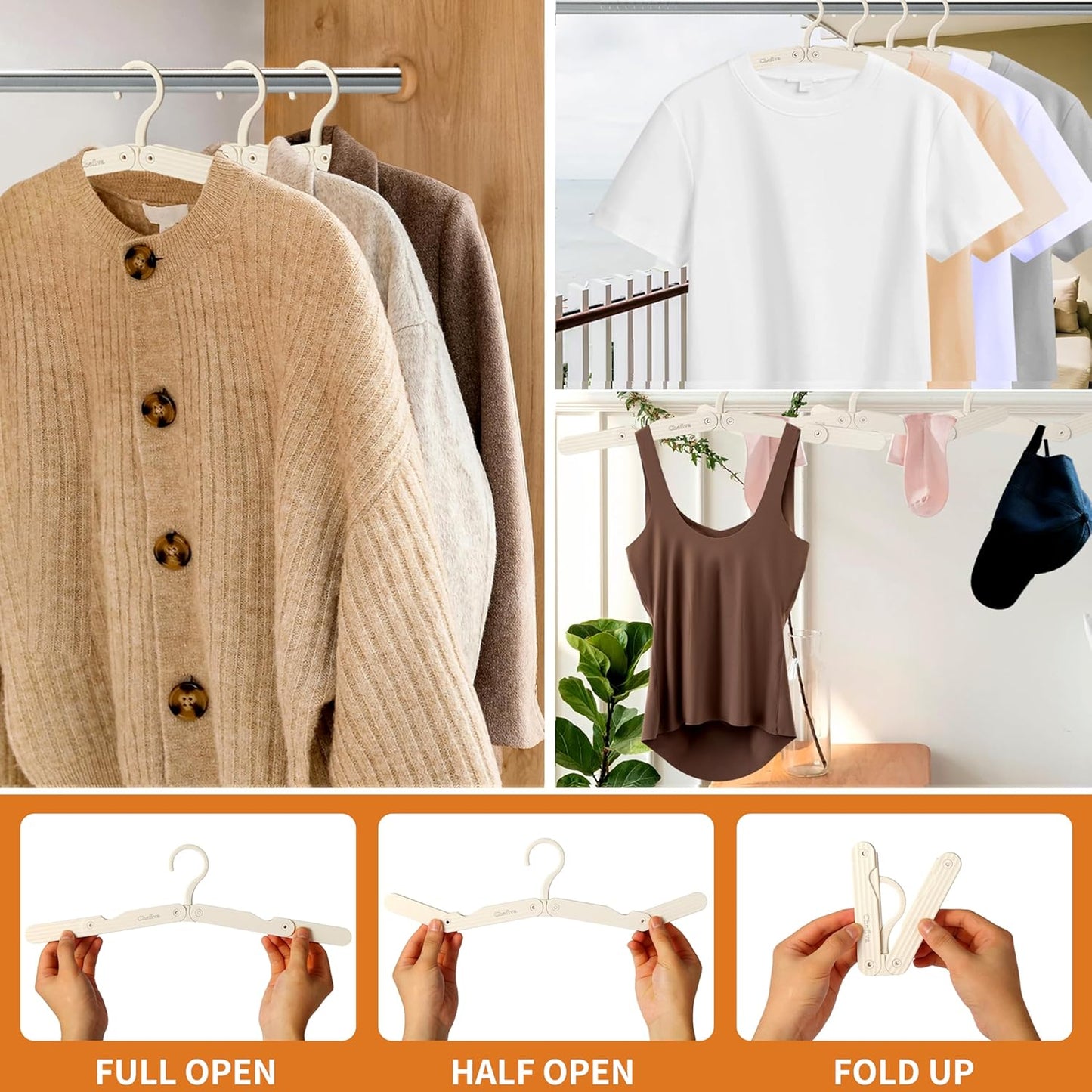 Foldable Travel Hangers, 4 Pack Space-Saving ABS for Cruise RV Travel Essentials