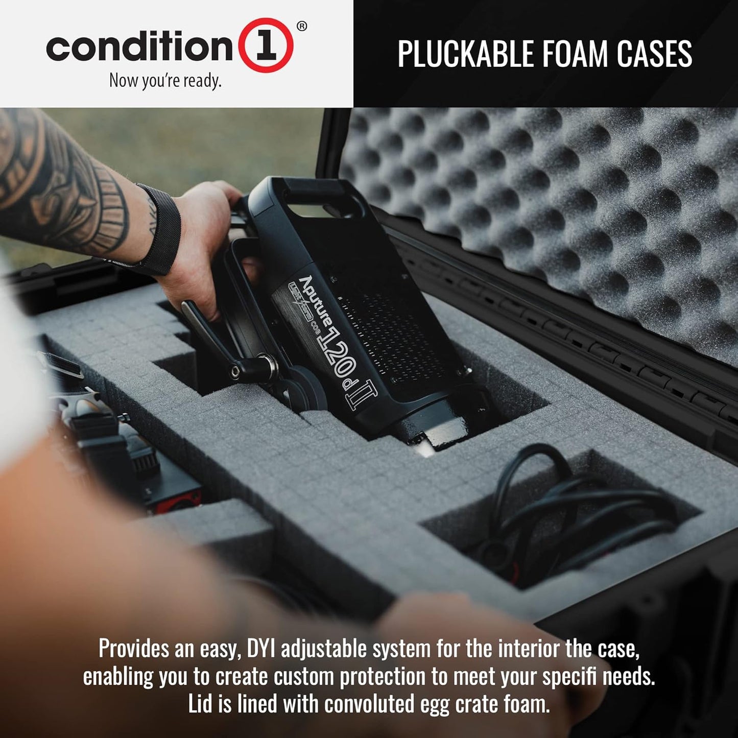 Condition 1 25" Large Heavy-Duty Protective Waterproof Hard Case, Model 024, Portable Storage Box with Customizable Foam, Camera, Tool, Hunting, Made in USA, 24.27"x19.40"x13.57" Black