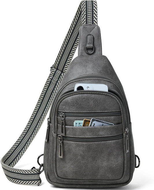 Sling Bag for Women Crossbody Bags Sling Purse Cross Body Backpack Vegan Leather Over Shoulder Bag Travel Dark Grey