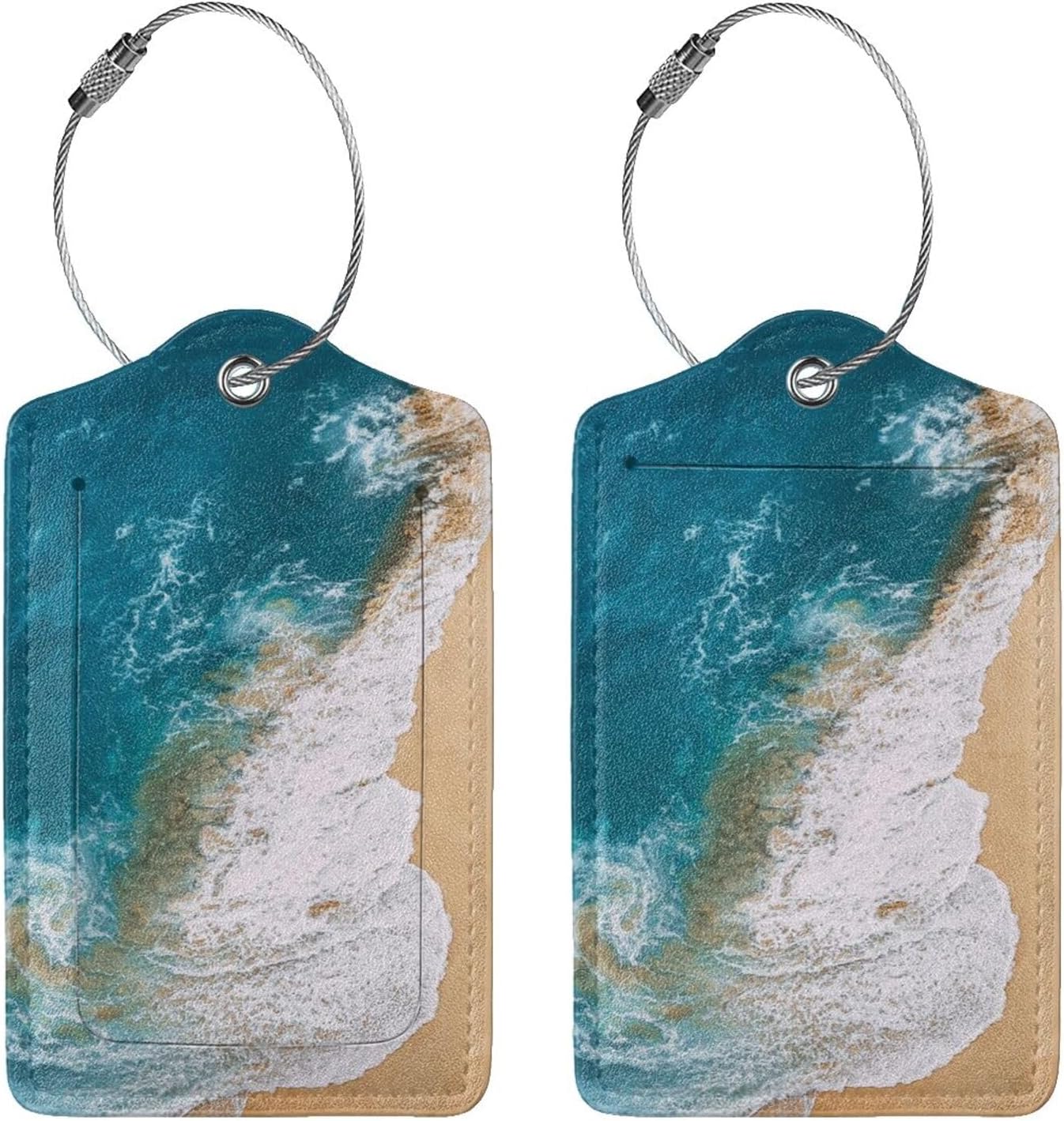 2 Pack Sandy Beach Wave Luggage Tag for Suitcases, Cruise Ship Vacation Essential Travel Gift for Men Women Couples, Beach Accessories Honeymoon Anniversary Travel Bag, Funny Christmas Birthday Gifts