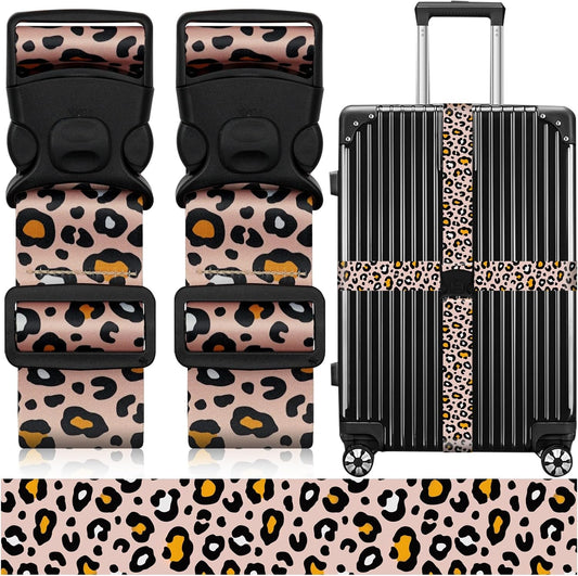 2 Pack Luggage Straps for Suitcases, Adjustable Travel Belt with Double Lock and Quick Release Buckle, Heavy Duty Nylon Bag Packing Strap, Bright Identifiers Business Travel Accessories-Beige Eggs