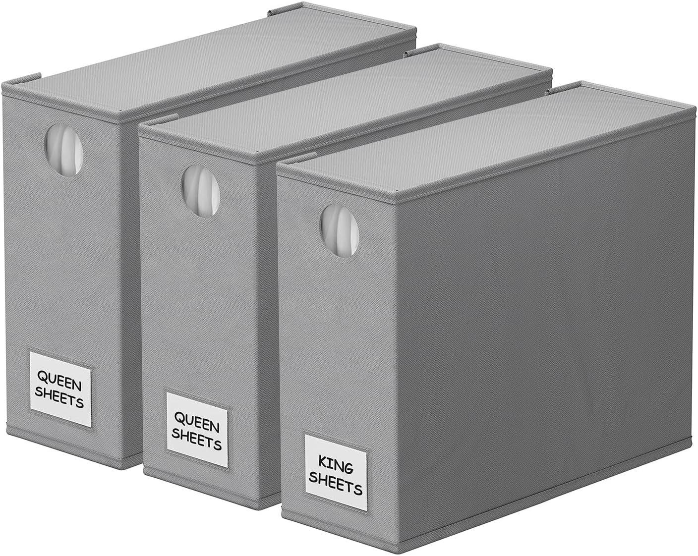 SpaceAid 3 Pack Bed Sheet Organizers and Storage, Foldable Sheet Organizer for Linen Closet, Sheets Set Folder Keeper with Window XL (Queen & King Size) Bedding Container (Gray, 3 Pack)