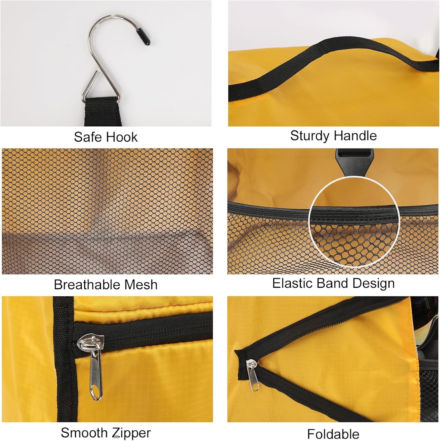 TABITORA Travel Portable Hanging Shelves Closet Organizer Packing Luggage Storage with Multifunctional and Foldable Invisible Compartment,Lightweight, for Suitcase, RV,Closet…Yellow,XXL