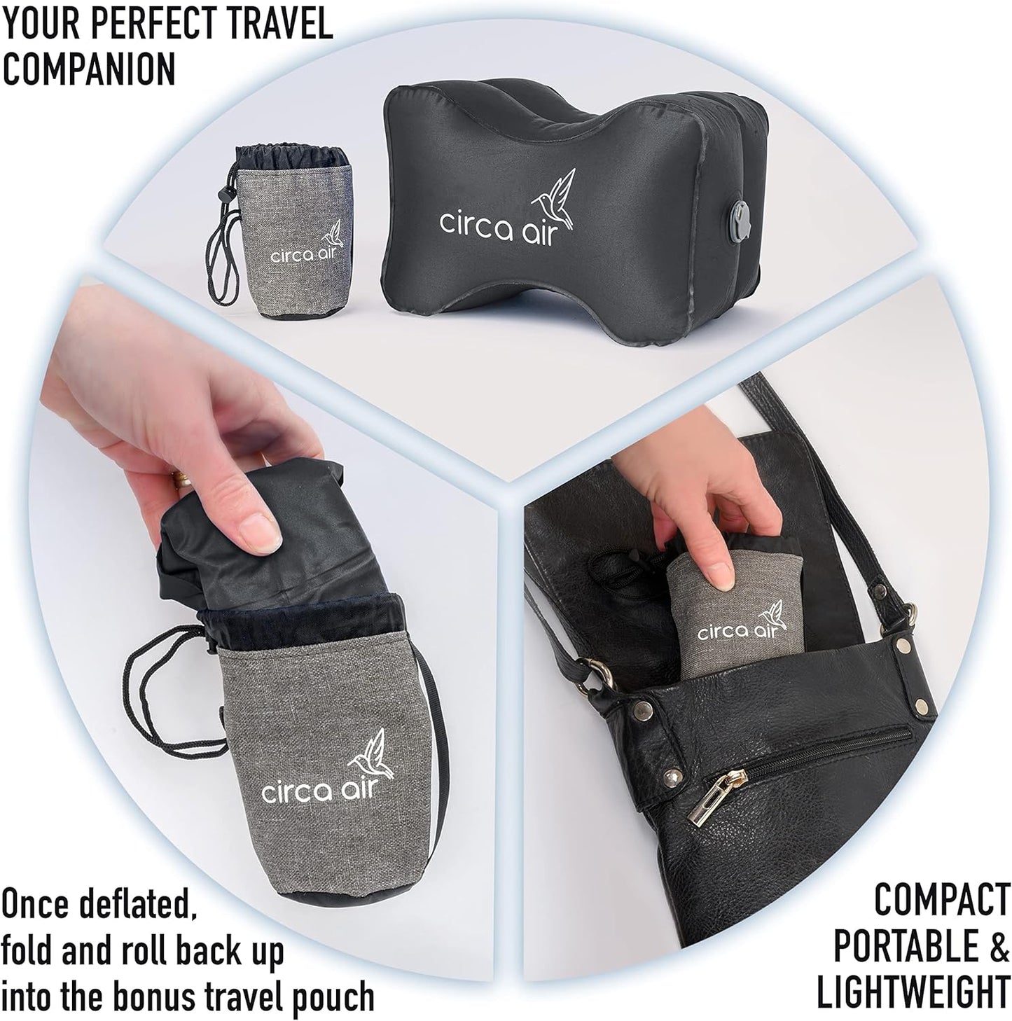 Circa Air Inflatable Knee Pillow for Side Sleepers, Travel Knee Pillow Between Legs for Sleeping, Orthopedic Sciatica Pain Relief Pillow, Leg Pillow for Hip Joints and Thigh Sleep Support