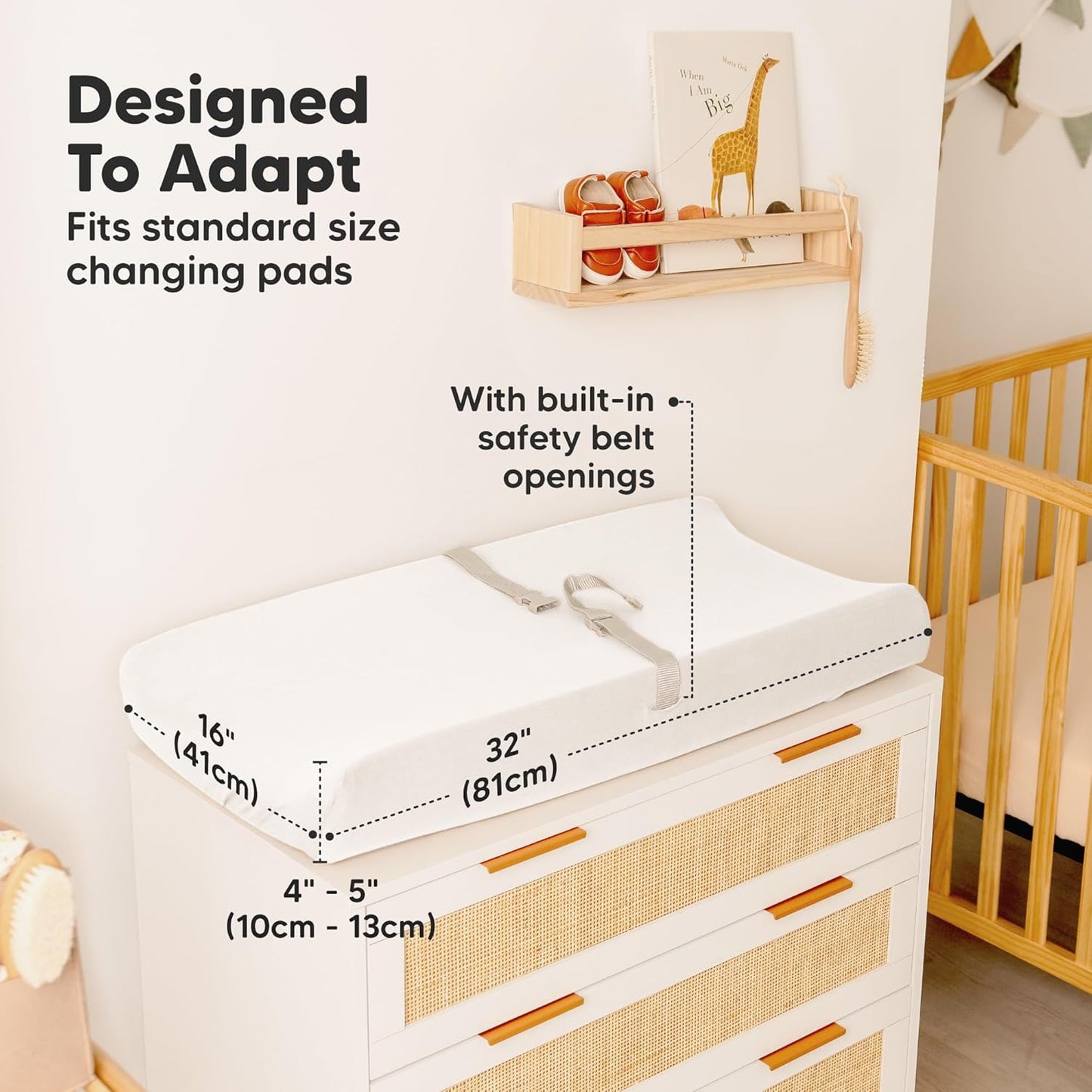 2-Pack Baby Changing Pad Covers for Girl, Boy, Neutral - Soft Viscose Derived from Bamboo Changing Table Pad Cover Sheets,Baby Nursery Diaper Changing Pad Cover,Contour Changing Pad Liner (Soft White)