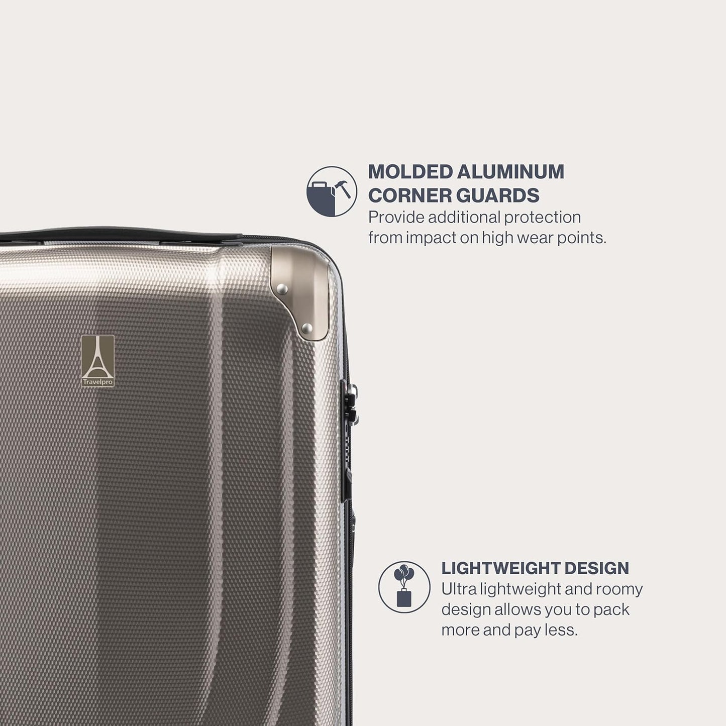 Travelpro Pathways 3 Hardside Expandable Luggage, 8 Spinner Wheels, Lightweight Hard Shell Suitcase 3 Piece Set (21/25/28), Champagne